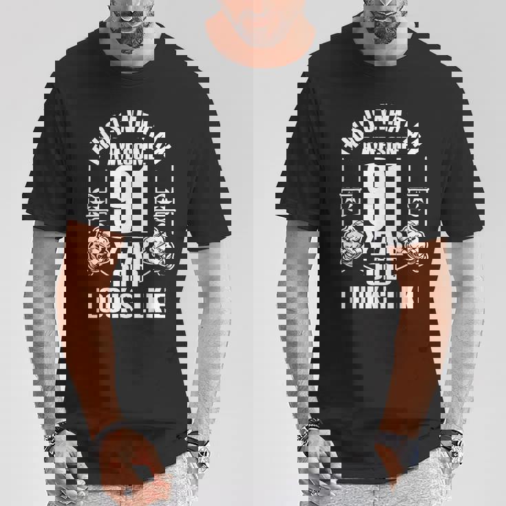 男性、女性、91歳の誕生日への91歳の誕生日プレゼント Tシャツ 面白い贈り物