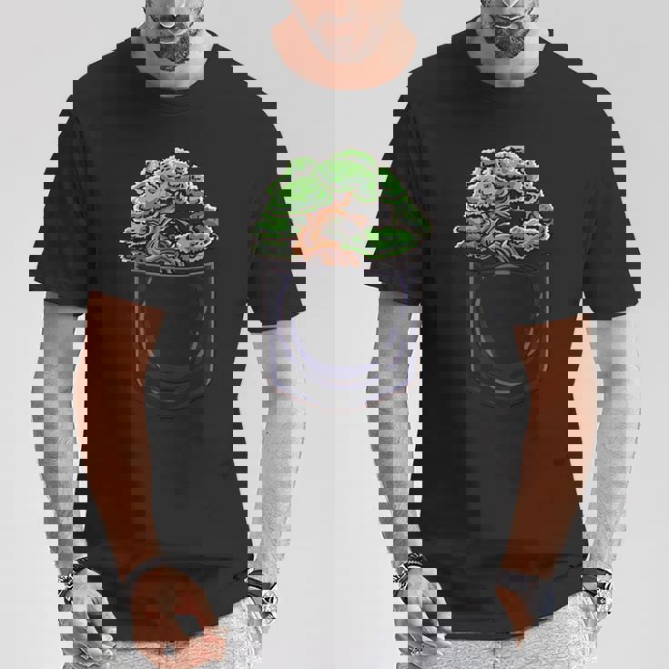 盆栽 木 膨らみポケット 面白いデザイン 盆栽 Tシャツ 面白い贈り物