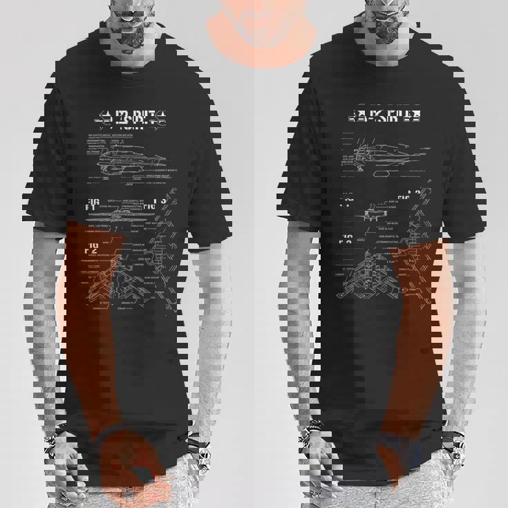 米ステルス機b2の設計図 Tシャツ 面白い贈り物