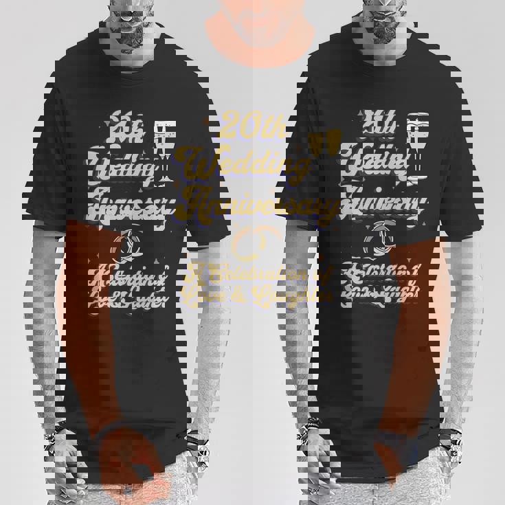 結婚20周年 夫婦 結婚20年 お祝い 長袖tシャツ Tシャツ 面白い贈り物