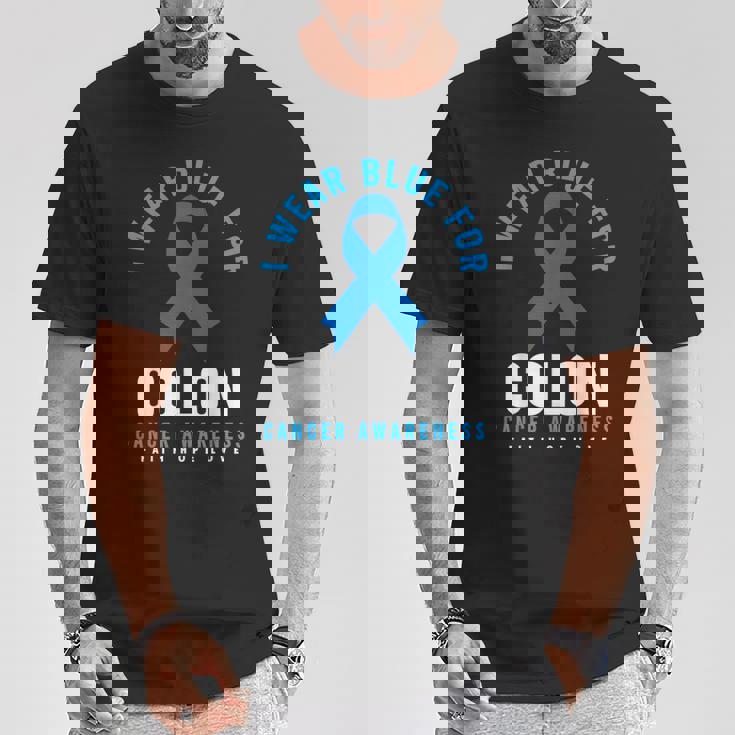 結腸直腸癌 I Wear Blue For Colon Cancer Awareness Tシャツ 面白い贈り物