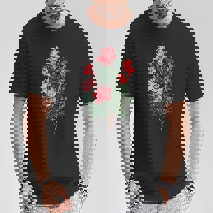美しいツツジの花のイラストブルーム植物愛好家 長袖tシャツ Tシャツ 面白い贈り物