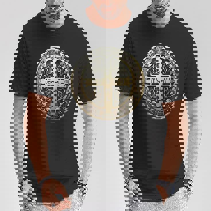 聖ベネディクトメダル 聖ベネディクトクロス カトリック クリスチャン Tシャツ 面白い贈り物