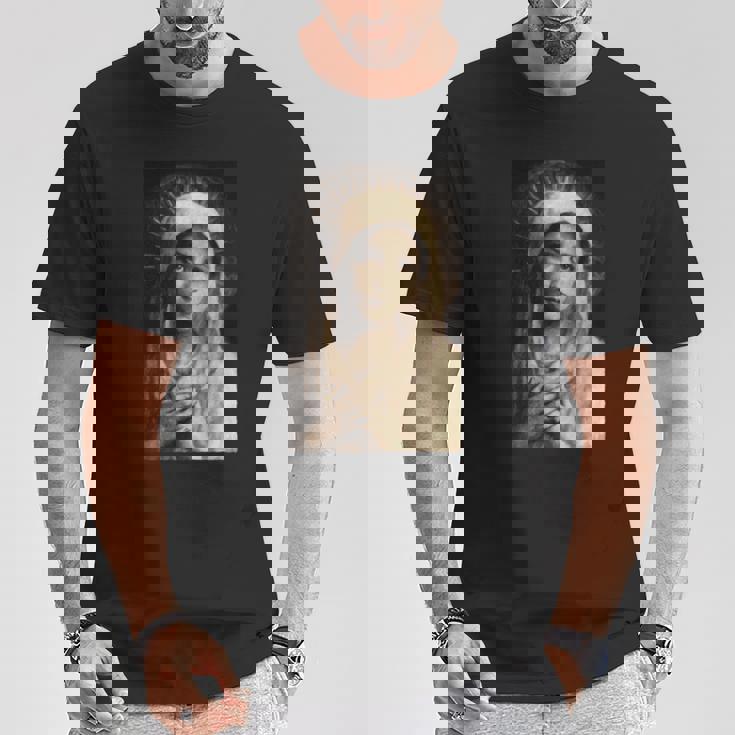 聖母マリア マリア カトリック絵画 長袖tシャツ Tシャツ 面白い贈り物