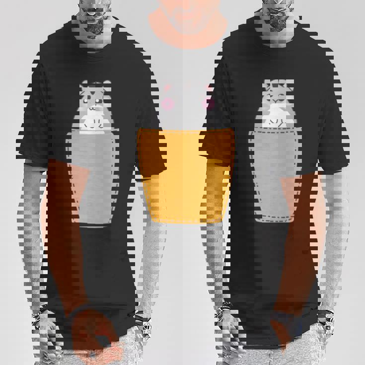 胸ポケットにハムスター 長袖tシャツ Tシャツ 面白い贈り物