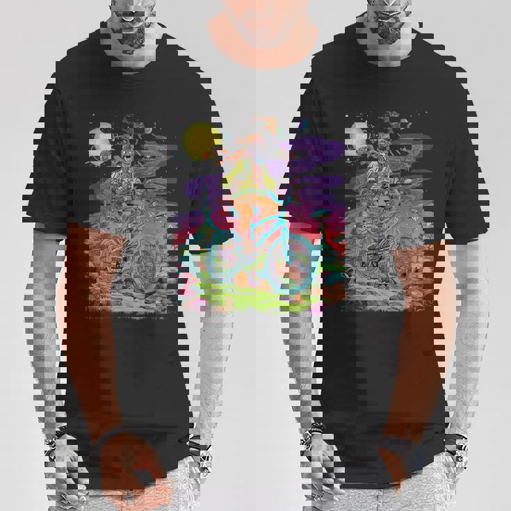 自転車デイホフマントリップ サイケデリックコミックスタイル ヒッピー Tシャツ 面白い贈り物