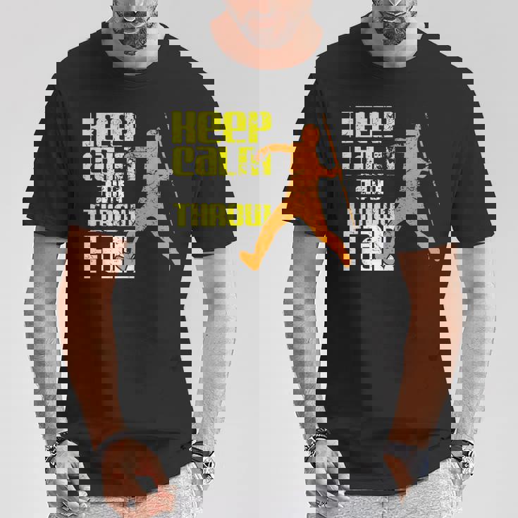 落ち着いて遠くに投げろ Tシャツ 面白い贈り物