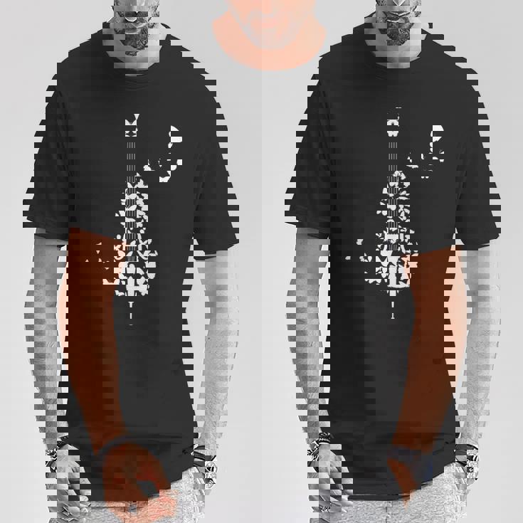 蝶とコントラバス Tシャツ 面白い贈り物