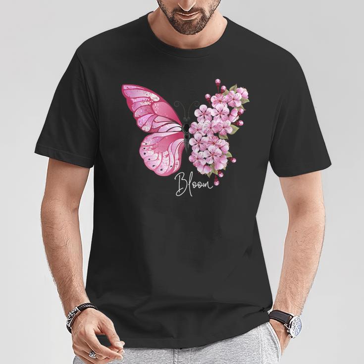 蝶と花、日本の桜と蝶 Tシャツ 面白い贈り物