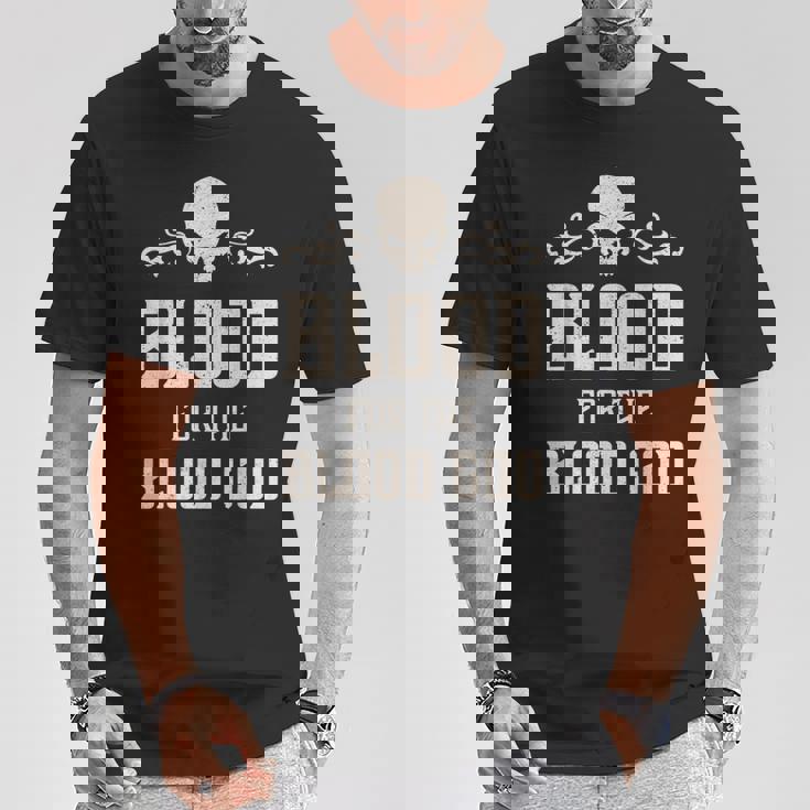 邪悪な頭蓋骨の血 血神 地獄の魔王 Tシャツ 面白い贈り物