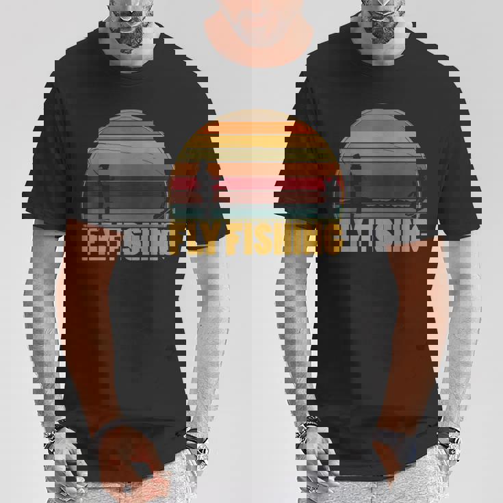 釣竿を使ったレトロなフライフィッシング フィッシャーマンフライフィッシング Tシャツ 面白い贈り物