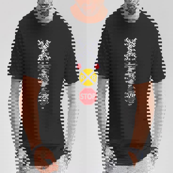 鉄道 踏切 標識 電車 作業員 エンジニア Railfan Tシャツ 面白い贈り物