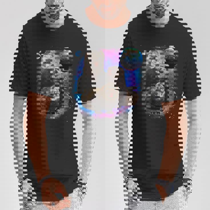 銀河系の面白いフェレット フェレット 長袖tシャツ Tシャツ 面白い贈り物