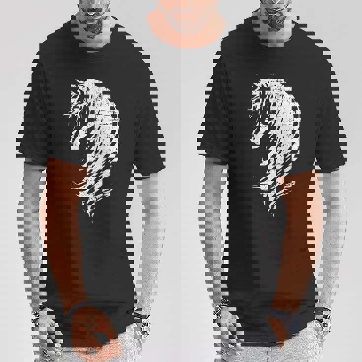 長い馬のたてがみを持つ美しい馬 Tシャツ 面白い贈り物