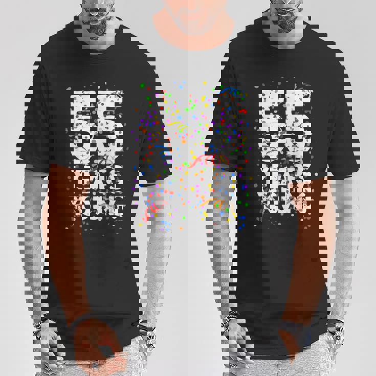 面白い 55 歳 若い55歳の誕生日おめでとうシャツ 男性用 女性用 Tシャツ 面白い贈り物