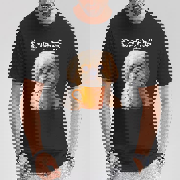 面白いtシャツ シーズー コーヒー イヌ わんこ メンズ 犬 グッズ かわいい おもしろ 面白い 服 ネタ 長袖tシャツ Tシャツ 面白い贈り物