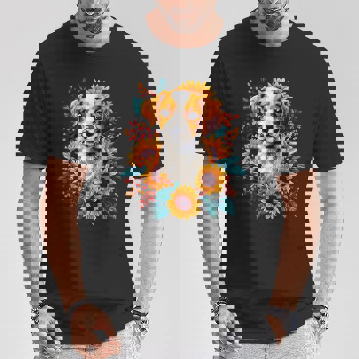 面白いtシャツ ジャックラッセルテリア ひまわり イヌ メンズ グッズ かわいい おもしろ 面白い 服 ネタ Tシャツ 面白い贈り物