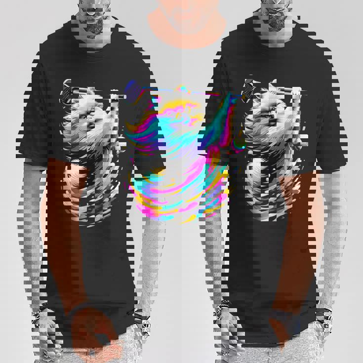 面白いtシャツ ポメラニアン ゴルフ イヌ メンズ 犬好き グッズ かわいい おもしろ 面白い 服 ネタ Tシャツ 面白い贈り物