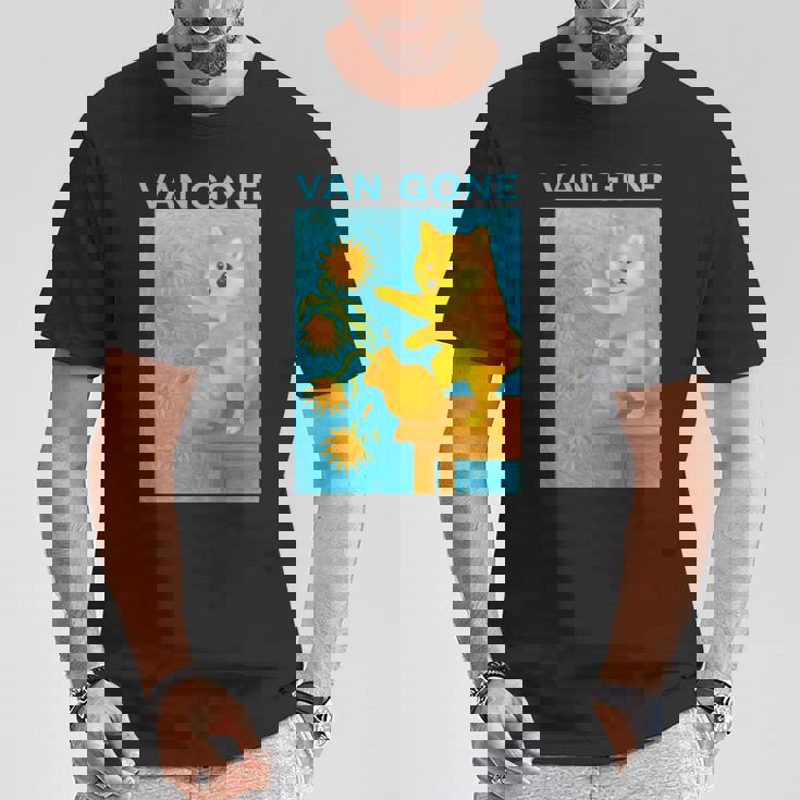 面白いtシャツ 柴犬 ゴッホ イヌ わんこ メンズ 犬好き グッズ かわいい おもしろ 面白い 服 ネタ 長袖tシャツ Tシャツ 面白い贈り物