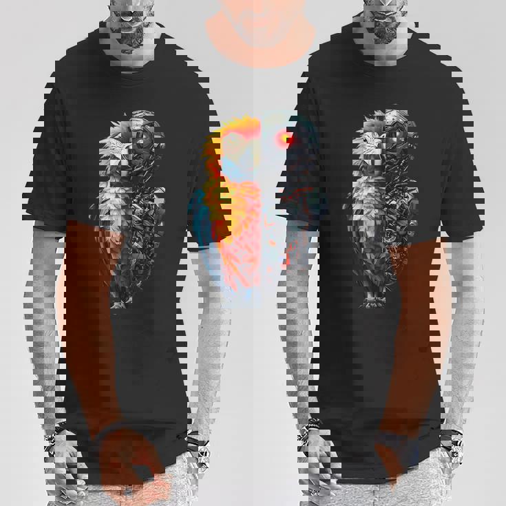面白いオウムロボット動物愛好家サイボーグオウムロボット Robot Parrot Lover Cyborg Ai Tシャツ 面白い贈り物