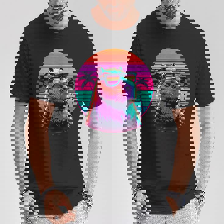 面白いカピバラ ヴィンテージ げっ歯類 レトロ ヴェイパーウェーブ 美的ゴス Tシャツ 面白い贈り物