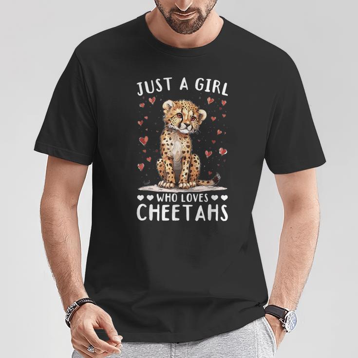 面白いチーターアニマル。チーターが大好きな女の子だけ。 Tシャツ 面白い贈り物