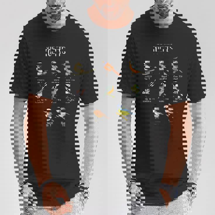 面白いバードウォッチング ユーモア おっぱいコレクション 素敵なシジュウカラ鳥 Tシャツ 面白い贈り物