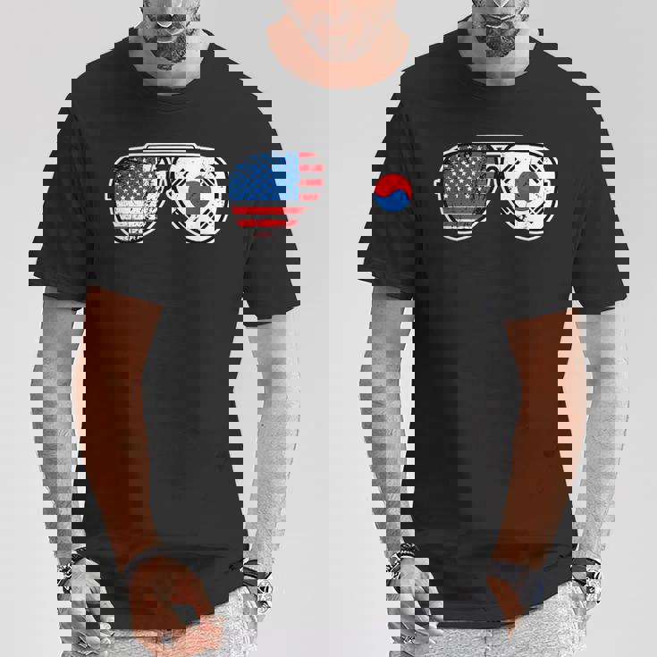 韓国アメリカン プライド サングラス 韓国国旗 アメリカ国旗 Tシャツ 面白い贈り物