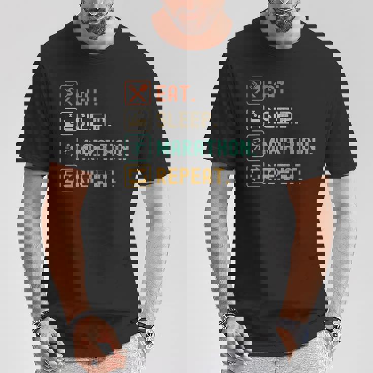 食べる睡眠マラソンリピート面白いマラソンランナー Tシャツ 面白い贈り物