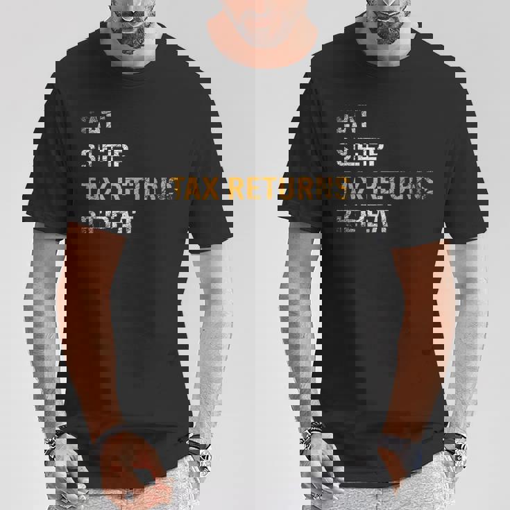 食べる睡眠確定申告繰り返し課税シーズン Tシャツ 面白い贈り物