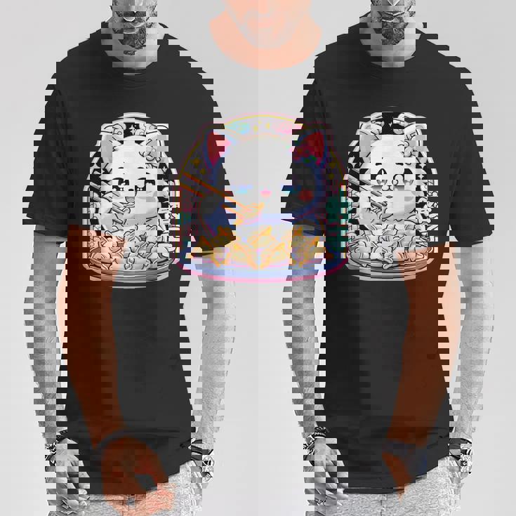 餃子、餃子を食べるカワイイ猫、餃子 Tシャツ 面白い贈り物