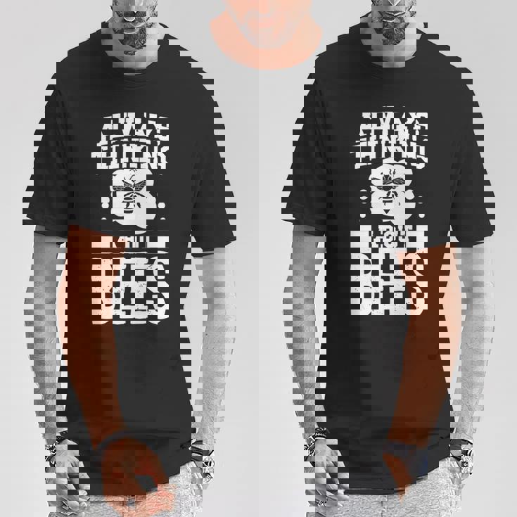 養蜂 養蜂服 メンズ 蜂を考える 長袖tシャツ Tシャツ 面白い贈り物