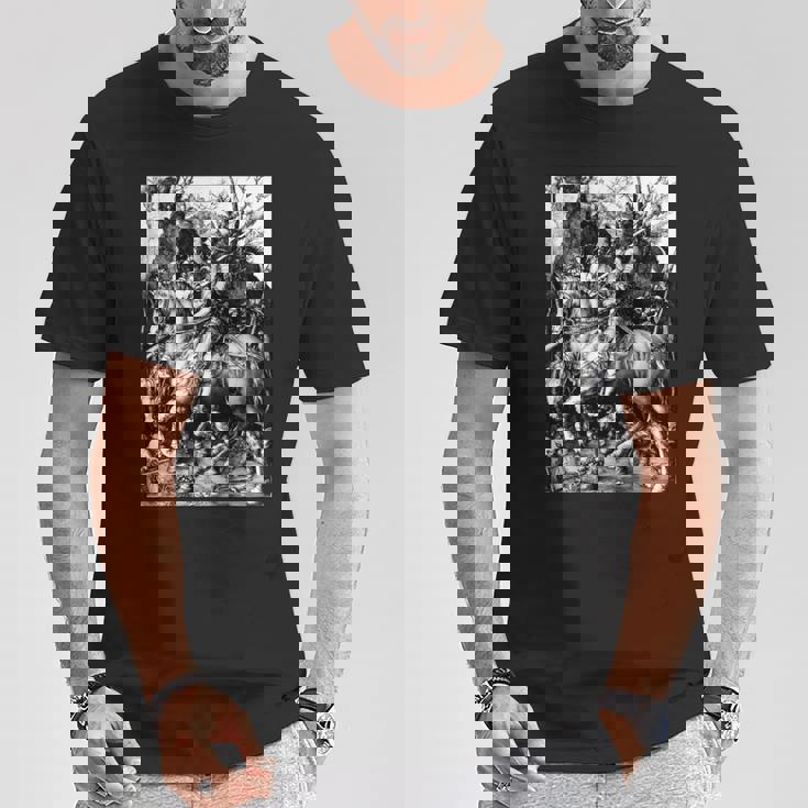 騎士と死と悪魔 アルブレヒト・デューラー1513 長袖tシャツ Tシャツ 面白い贈り物