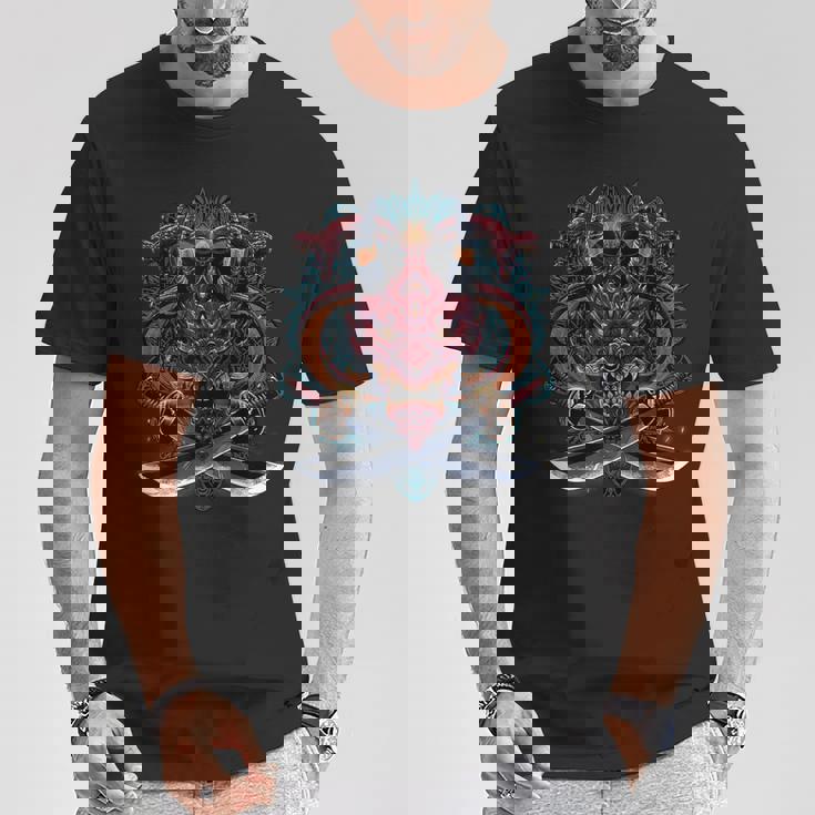 鬼魔悪魔日本の般若の面 Tシャツ 面白い贈り物