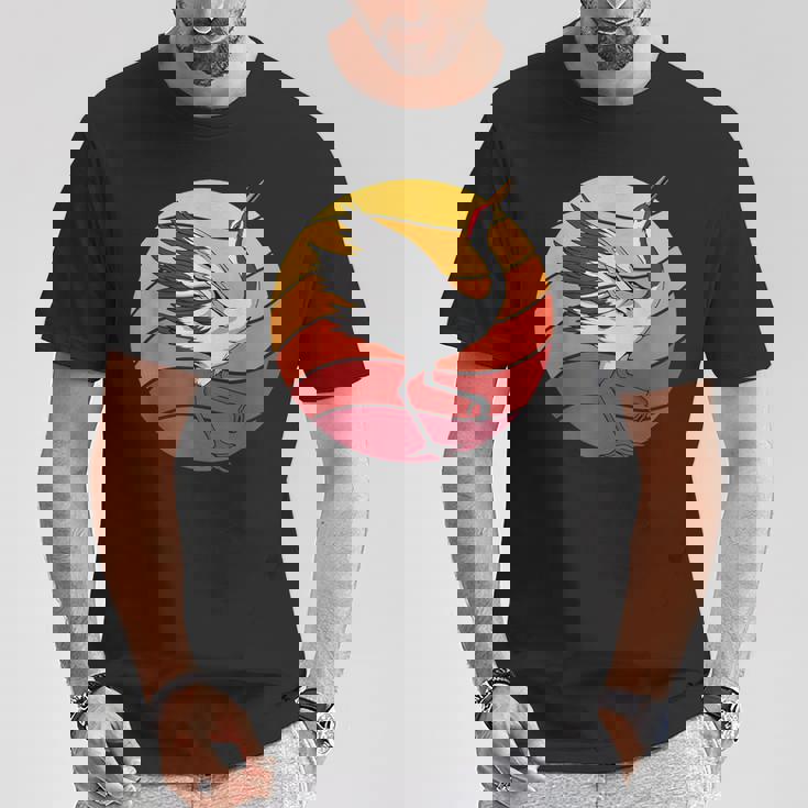 鶴 Crane Retrounset 鶴 Tシャツ 面白い贈り物