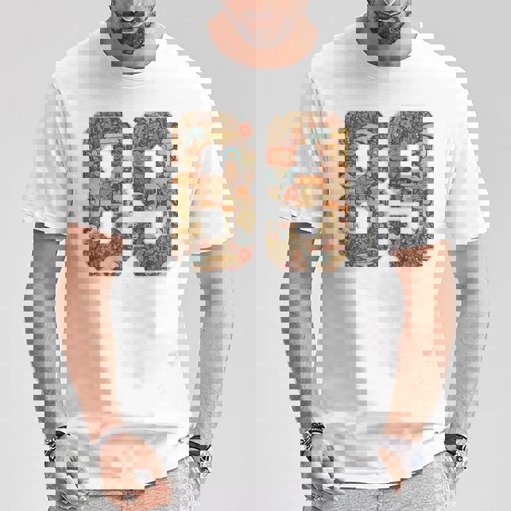 89 ナンバー コテージコア マッシュルーム レトロ フラワー裏側に Tシャツ 面白い贈り物