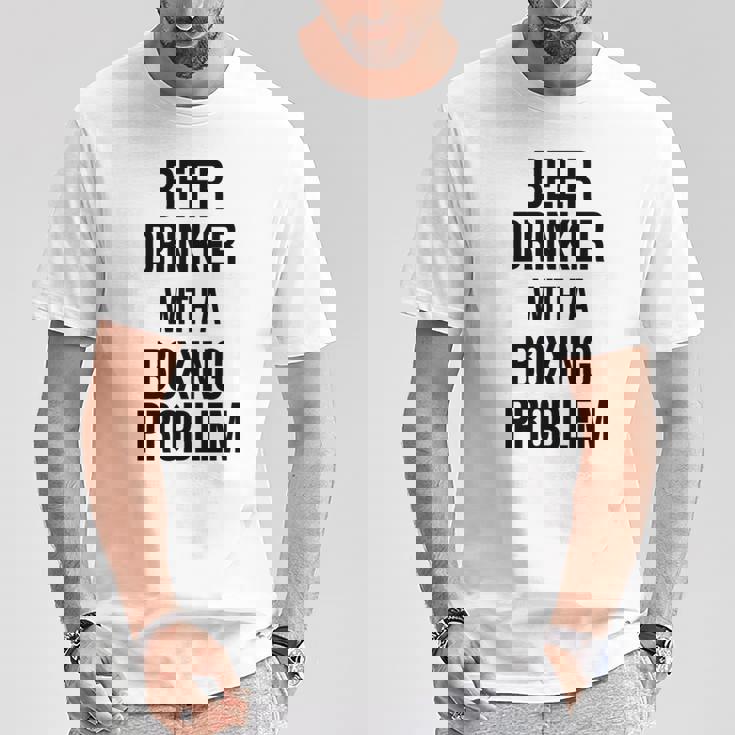 Beer Drinker With A Boxing Problem おもしろワークアウトボクサー 長袖tシャツ Tシャツ 面白い贈り物