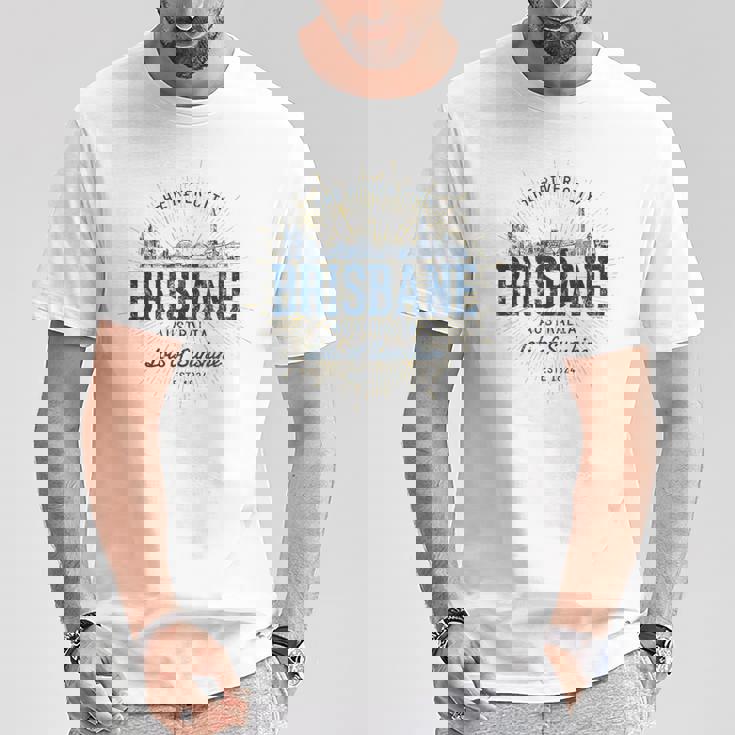 Brisbane Australia オーストラリアレトロスタイルヴィンテージブリスベン Tシャツ 面白い贈り物