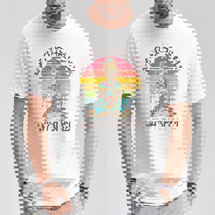 Eff Youee Kay Why Oh You レトロ サンセット タトゥーガール ヨガ Tシャツ 面白い贈り物