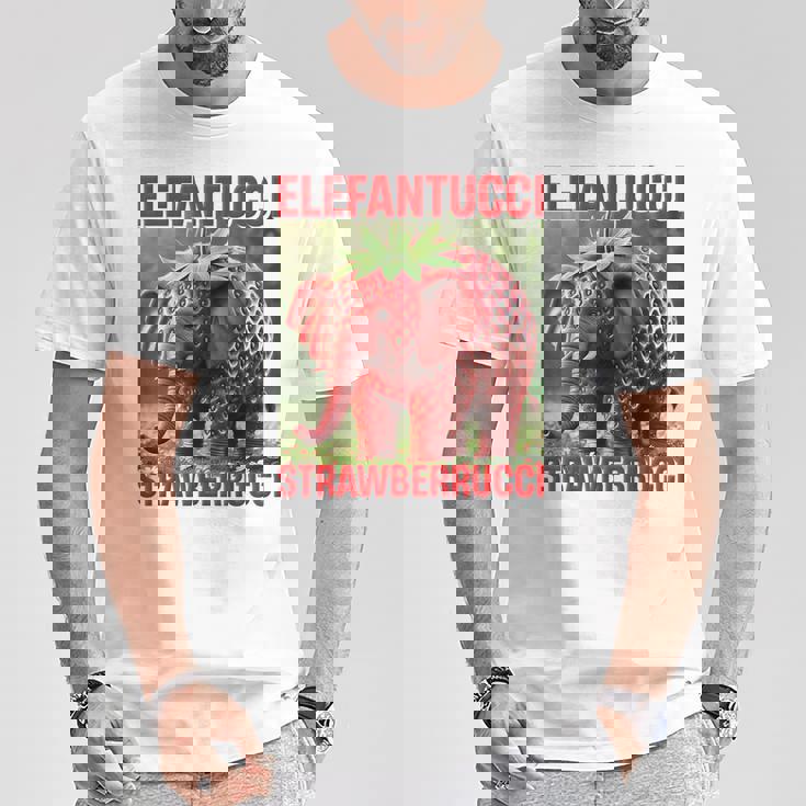 Brainrot Animal Gen Alpha Meme ストロベリーエレファント Tシャツ 面白い贈り物