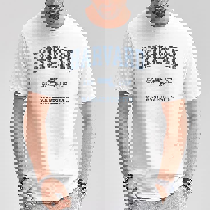 Harvard マサチューセッツ州 ヴィンテージ スポーツ デザイン ネイビー プリント Tシャツ 面白い贈り物