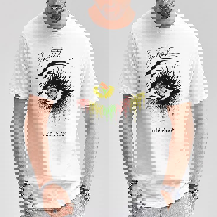 Junenth まつげ アフリカの目 美しい Tシャツ 面白い贈り物