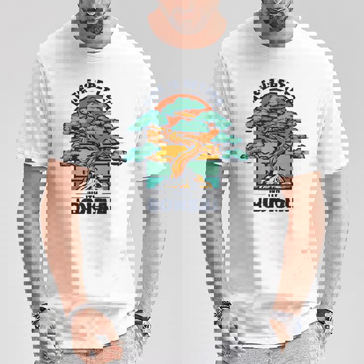 Life Is Better With Bonsai 屋内 盆栽 盆栽ポット 盆栽 Tシャツ 面白い贈り物