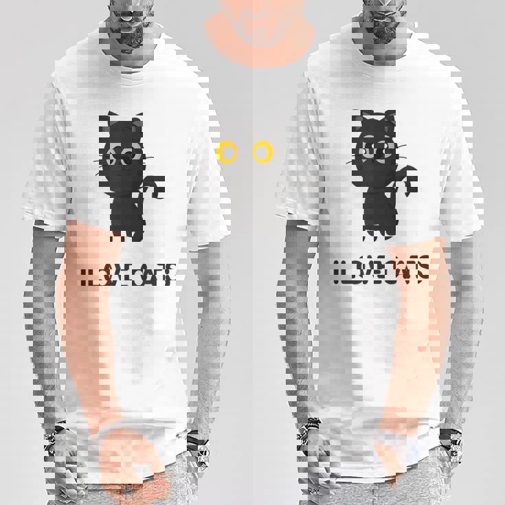 I Love Cats シャツ キュート 黒猫好き キッズ 子猫 Tシャツ 面白い贈り物