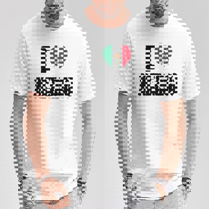I Love Mexico ハートフラッグ レトロ 旅行 お土産 Tシャツ 面白い贈り物