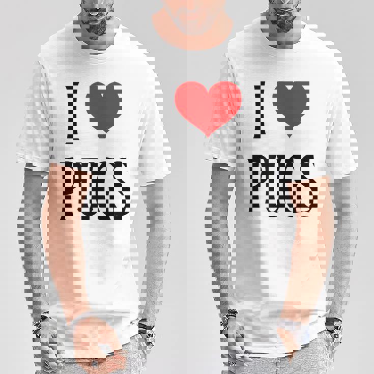 I Love Pugs I Heart Pugs Dog Lover Pet Puppy Dog Pug Tシャツ 面白い贈り物