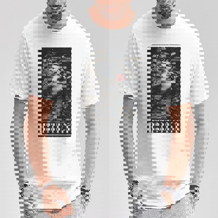 Medusa Backprint 女神の蛇 ギリシャ神話 バックプリント メデューサ 長袖tシャツ Tシャツ 面白い贈り物