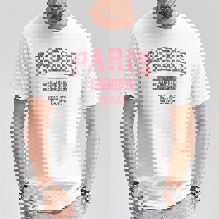 Paris Texas Tx ビンテージスポーツデザイン レッドデザイン Tシャツ 面白い贈り物