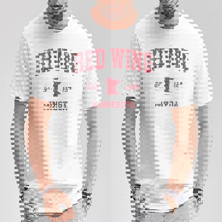 Red Wing ミネソタ Mn ビンテージ スポーツデザイン レッドプリント Tシャツ 面白い贈り物