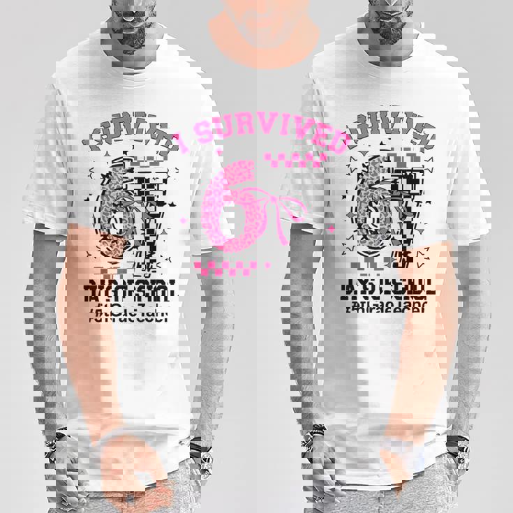 I Survived 67 Days Leopard Checkered 6 7 5th Grade Teacher T-Shirt Unique Gifts